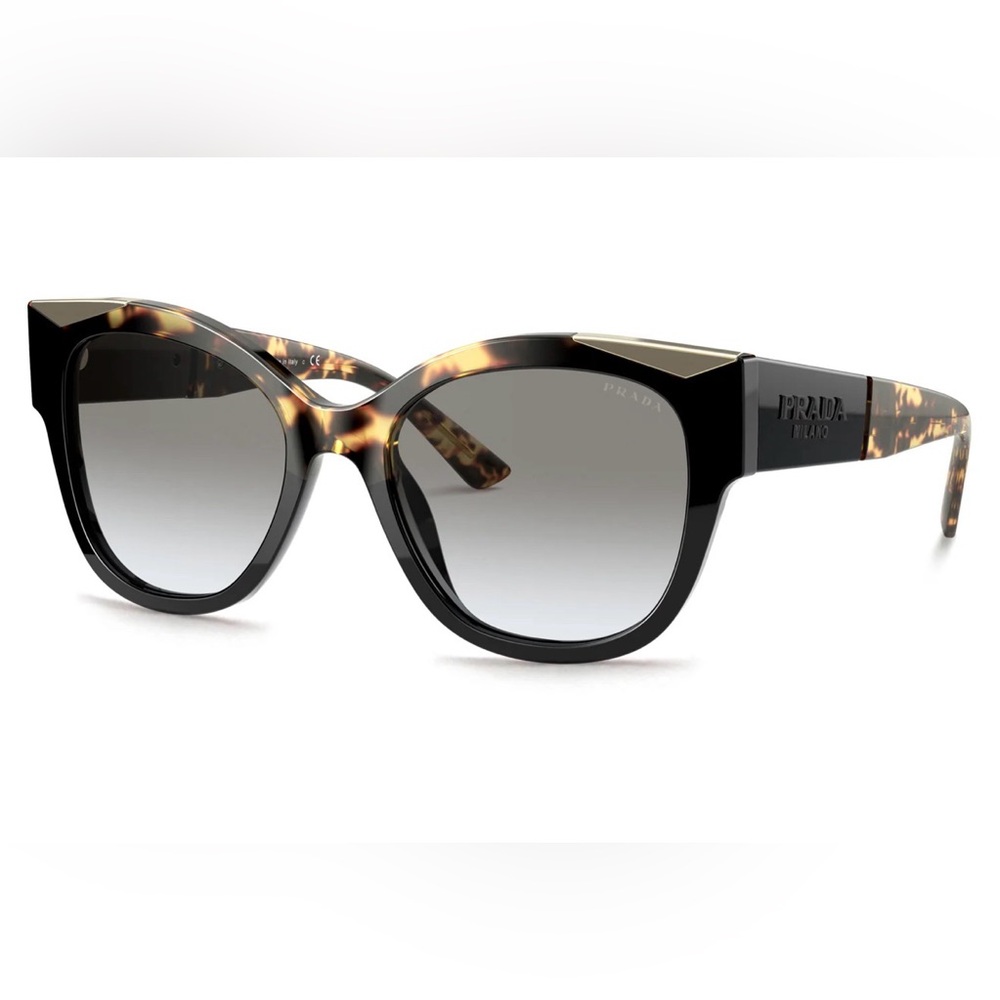 Prada Acetate Black Tortoise Gold Sunglasses Brand New W/O case Made in Italy - Picture 7 of 13